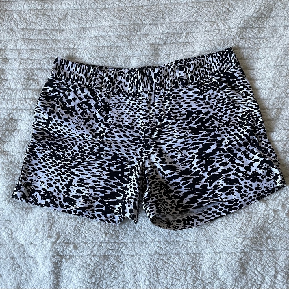 Calvin Klein Black and White Animal Print Midrise Dress Shorts Zebra Leopard